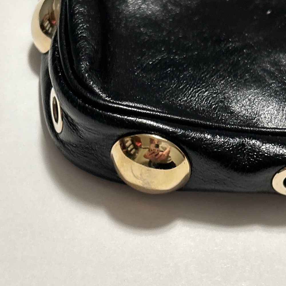Jimmy Choo Clutch Bag Patent Leather Crinkled Zulu Grommet Embellished - Picture 3 of 16